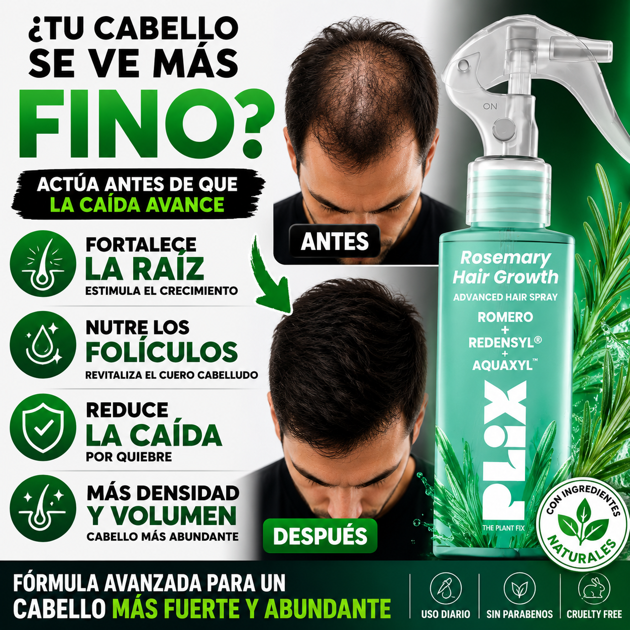 Spray Folixor™ – Aumenta la Densidad y Favorece el Crecimiento