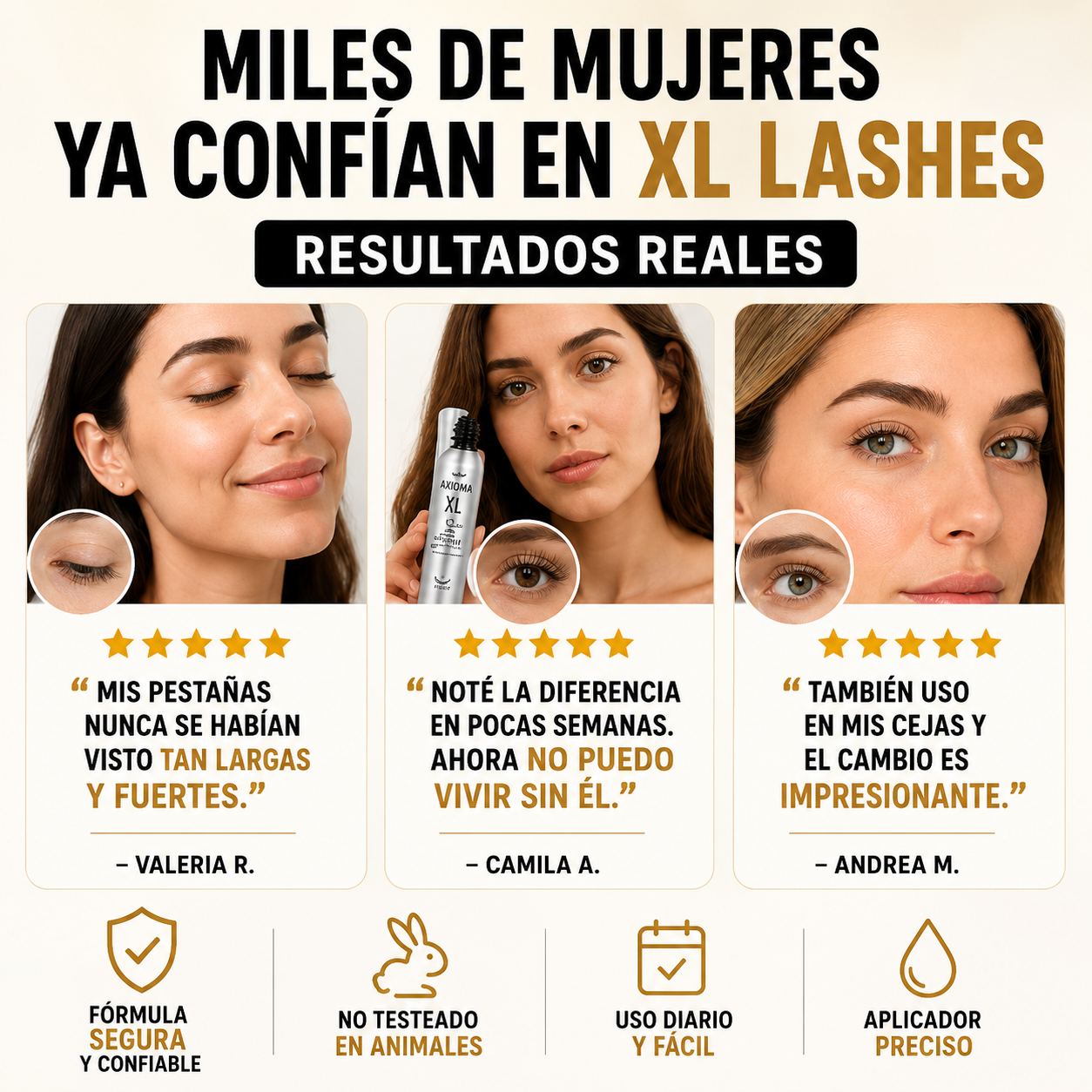 AXIOMA XL Lashes – Estimula el Crecimiento y Fortalece Pestañas y Cejas