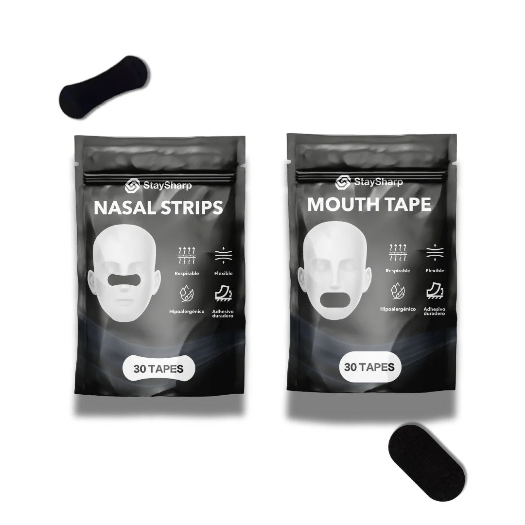 Parche bucal + Tira nasal StaySharp (Mouth tape + Nose strips)
