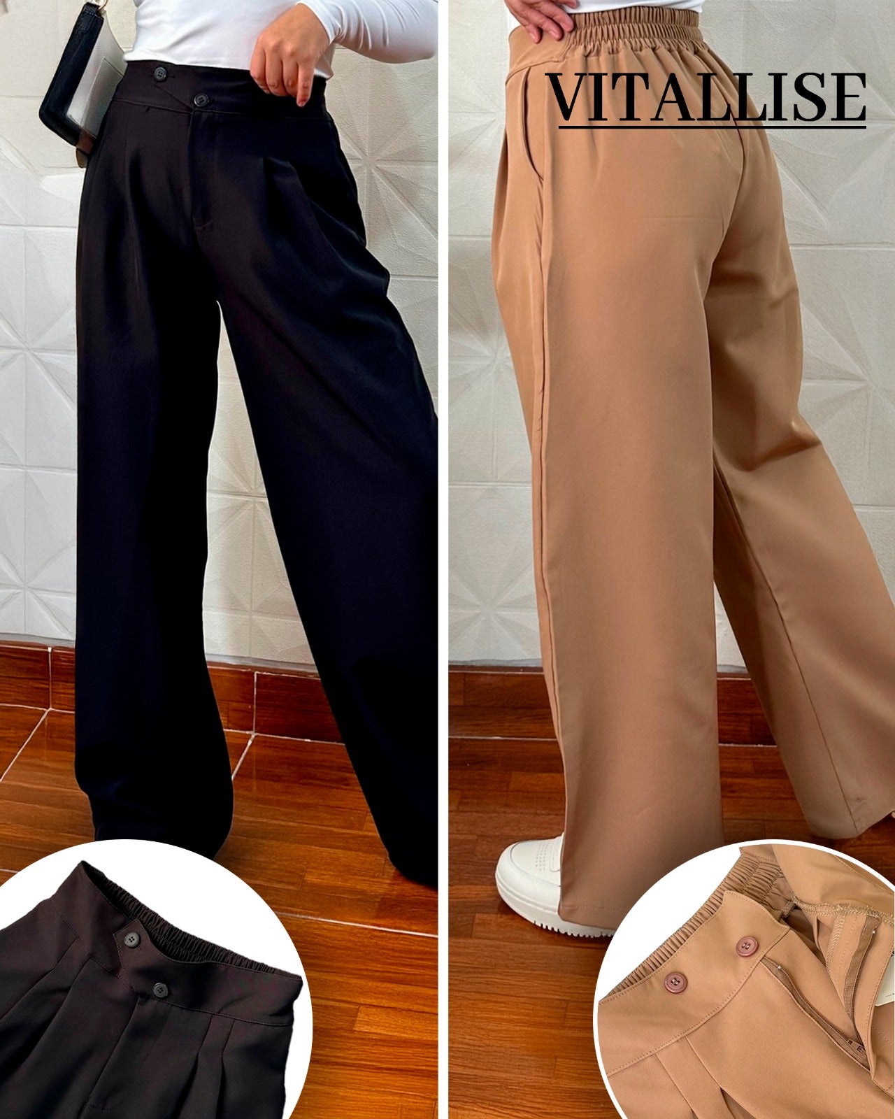 Palazzo Koreano PREMIUN- Pantalon Sastre con Elastico 100% Original