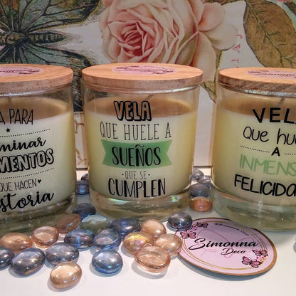 VELAS CON FRASES MOTIVADORAS