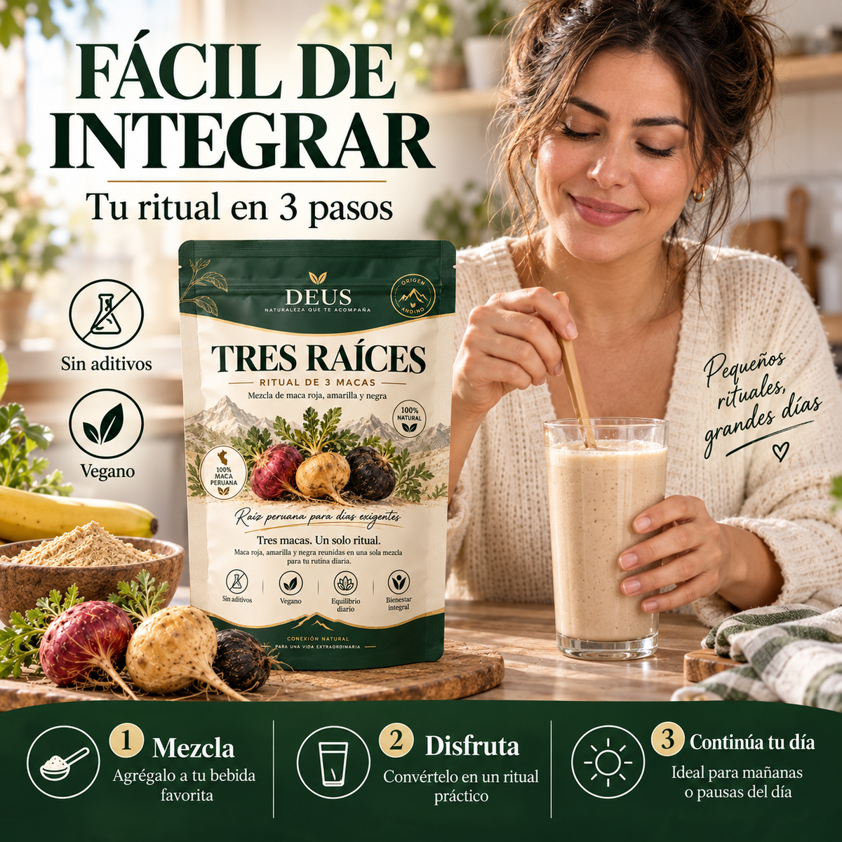 TRES RAÍCES – Mezcla de 3 Macas para Energía y Bienestar Diario