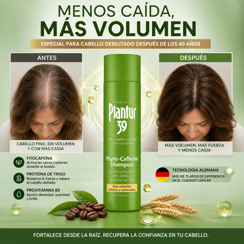 Plantur 39 Phyto-Caffeine Shampoo – Reduce la Caída y Recupera el Volumen
