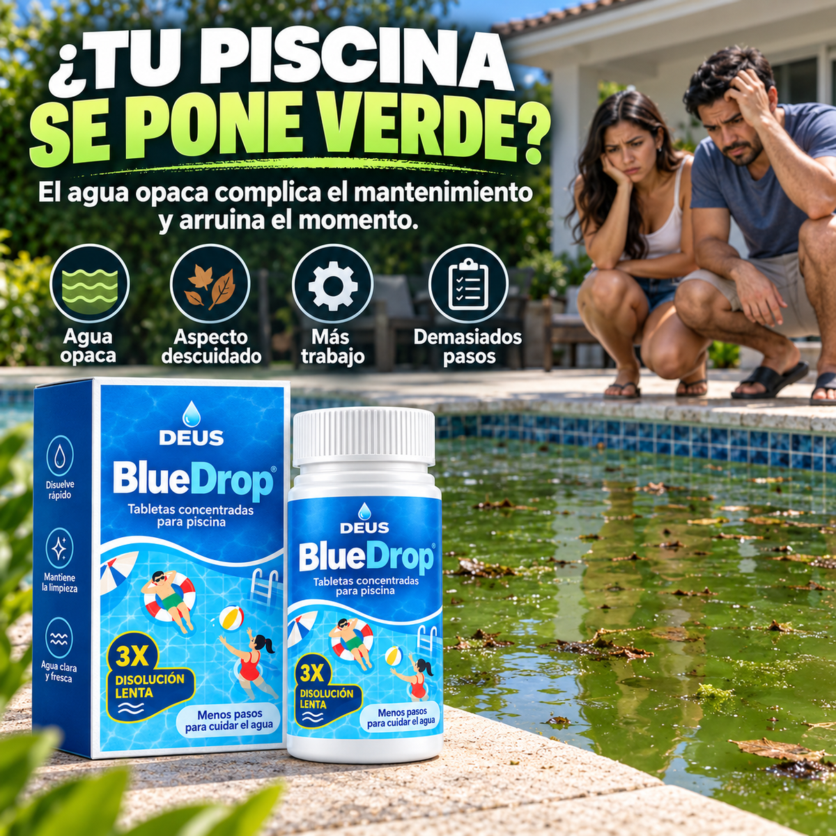 DEUS BlueDrop™ - Tabletas concentradas para piscina