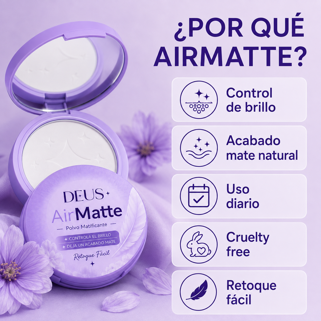 DEUS AirMatte – Polvo Matificante para Controlar el Brillo