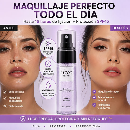 ✨ Spray Fijador SPF45 – Maquillaje Perfecto Hasta 16 Horas
