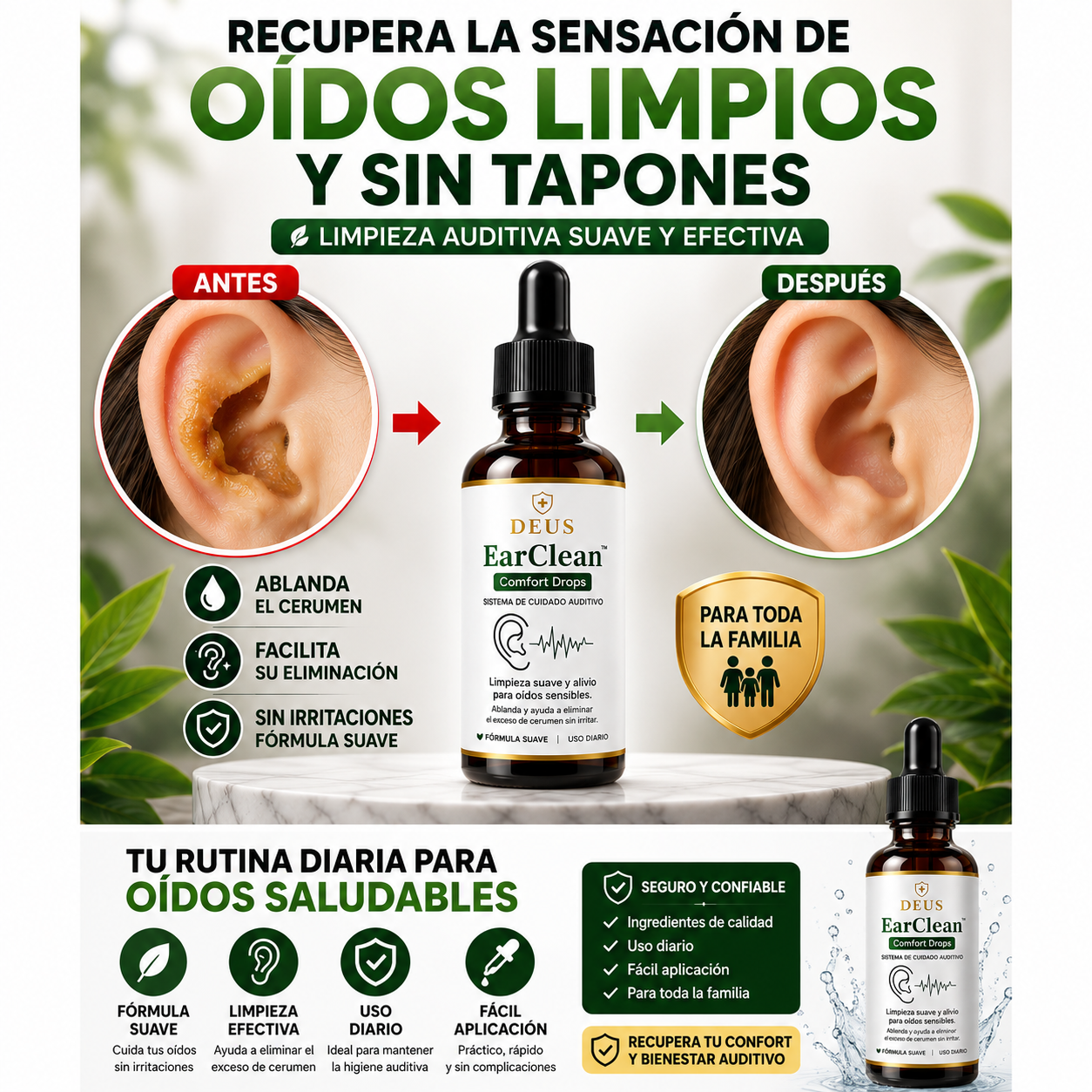 DEUS EarClean™ – Limpieza Suave y Alivio Auditivo