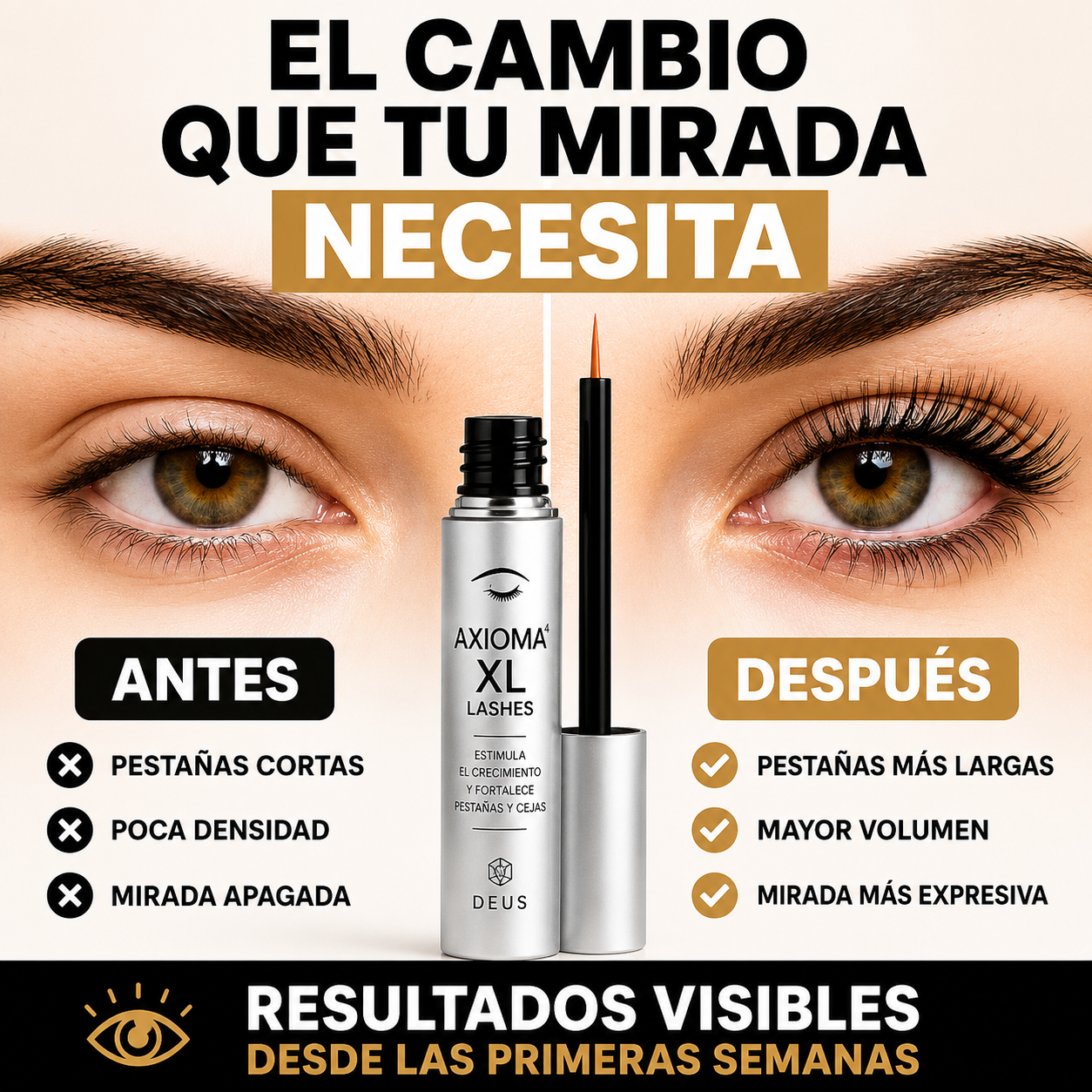 AXIOMA XL Lashes – Estimula el Crecimiento y Fortalece Pestañas y Cejas