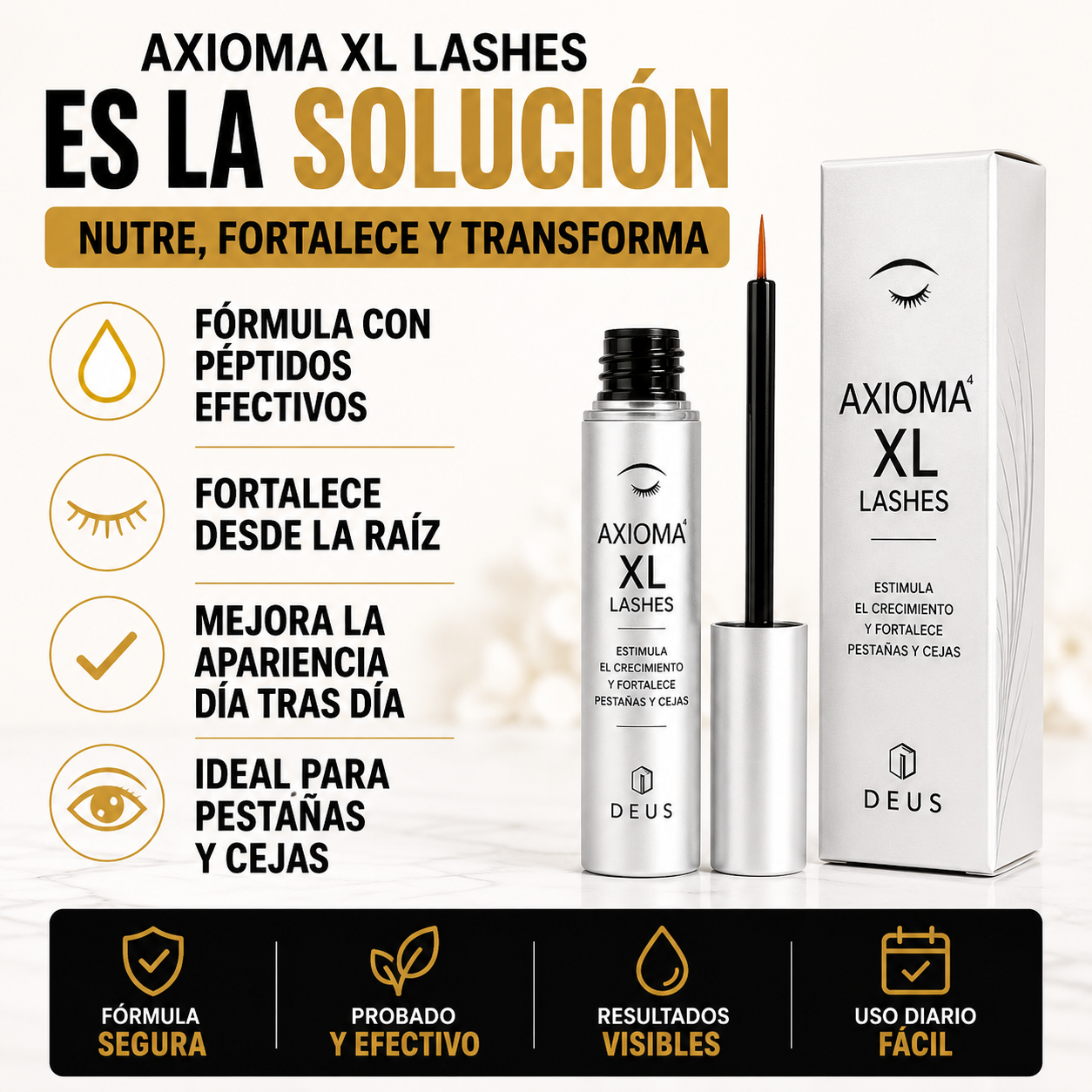 AXIOMA XL Lashes – Estimula el Crecimiento y Fortalece Pestañas y Cejas