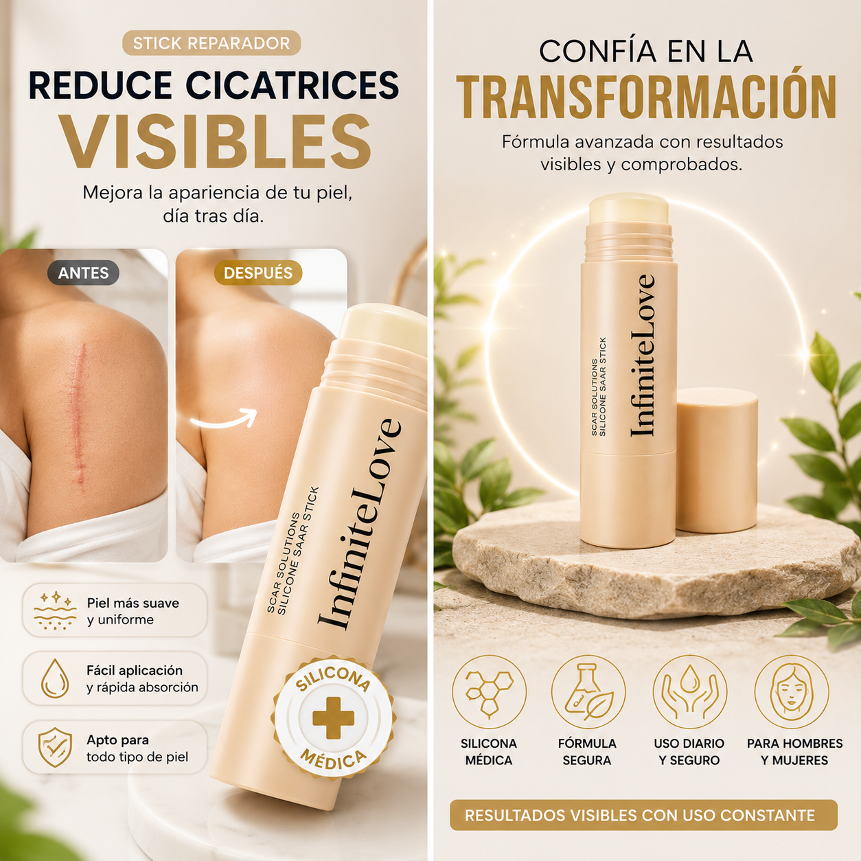 Stick Reparador de Cicatrices con Silicona Médica – Suaviza y Reduce Marcas Visibles