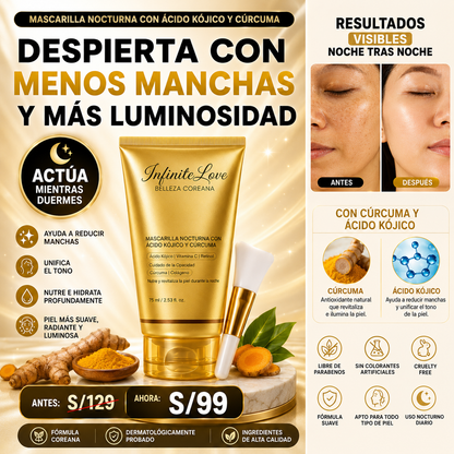 Mascarilla Coreana Nocturna de Cúrcuma y Ácido Kójico – Ayuda a Reducir Manchas y Unificar el Tono de la Piel