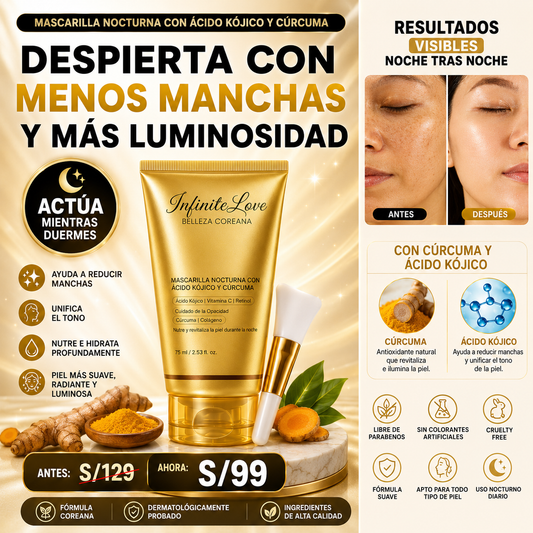 Mascarilla Coreana Nocturna de Cúrcuma y Ácido Kójico – Ayuda a Reducir Manchas y Unificar el Tono de la Piel