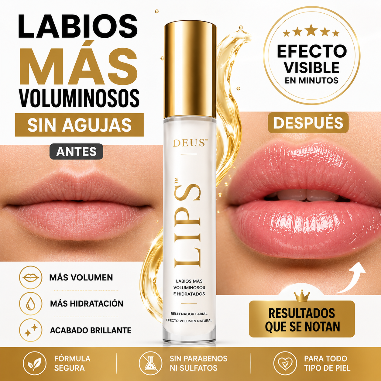 DEUS LIPS™ – Labios Más Voluminosos e Hidratados