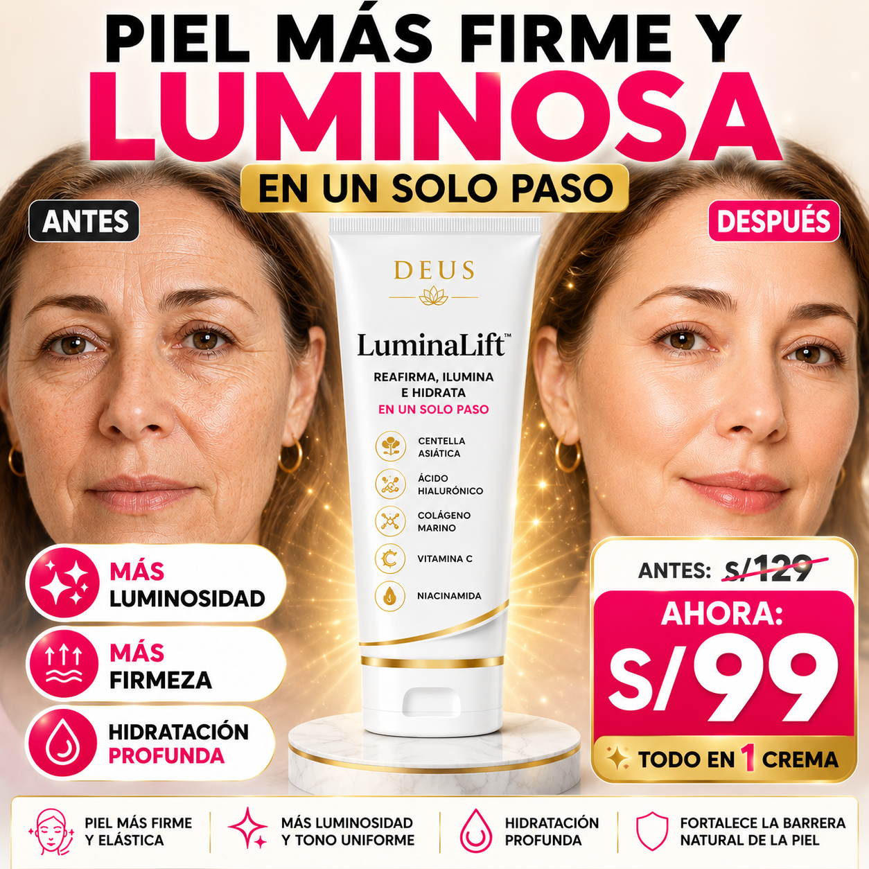 DEUS LuminaLift™ -  REAFIRMA, ILUMINA E HIDRATA EN UN SOLO PASO