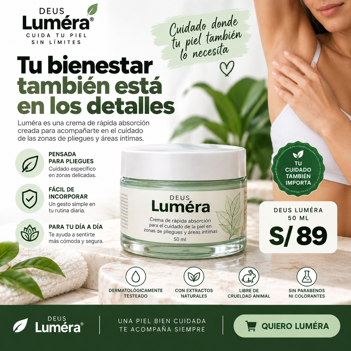DEUS · LUMÉRA | Crema para el Cuidado de la Piel en Pliegues 50 ml
