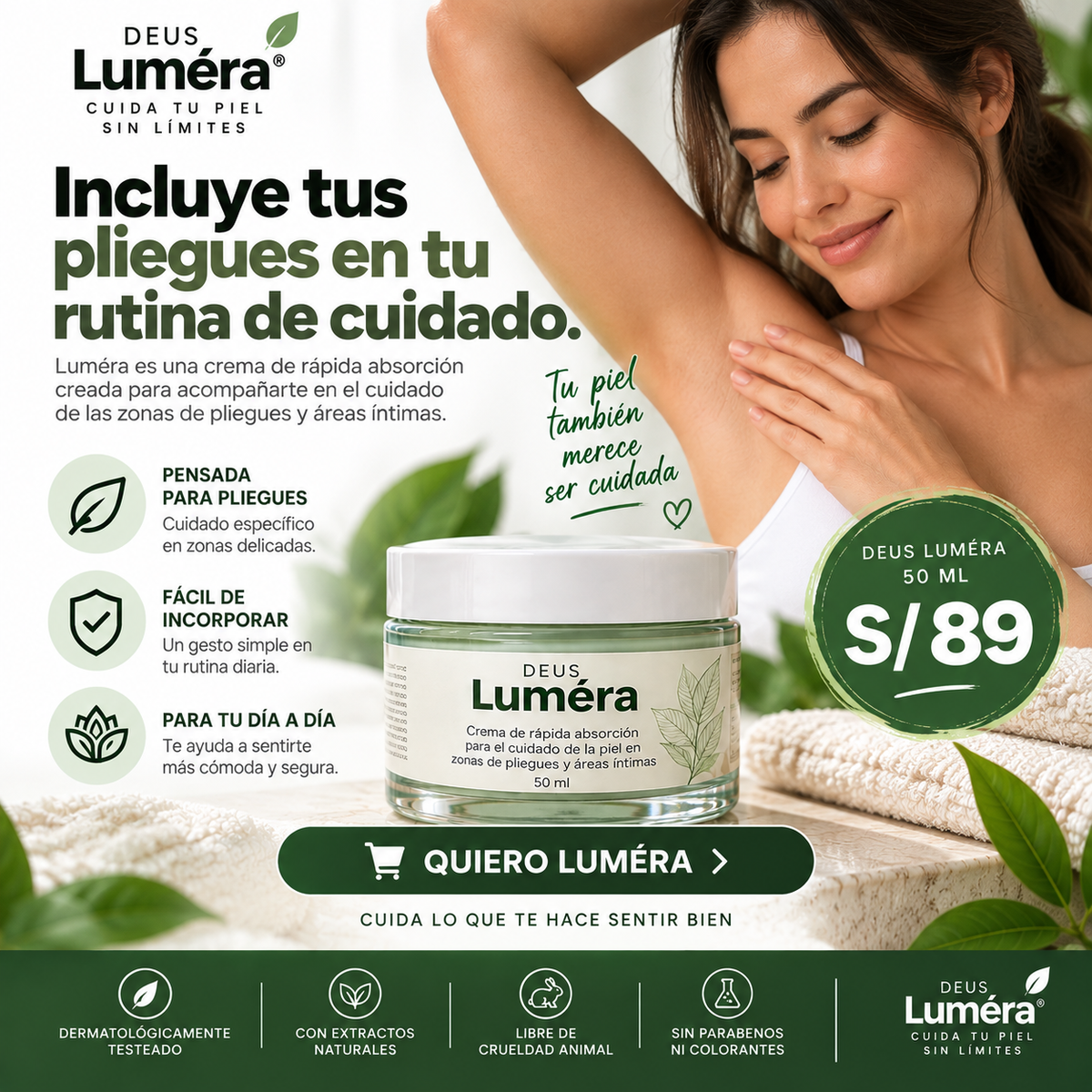 DEUS · LUMÉRA | Crema para el Cuidado de la Piel en Pliegues 50 ml