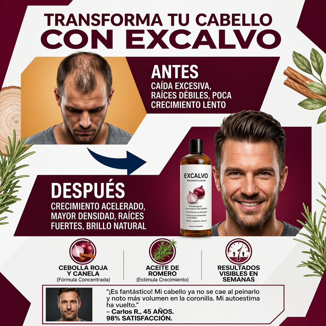 Shampoo Excalvo - Reduce la Pérdida y Estimula el Crecimiento (Tik Tok)