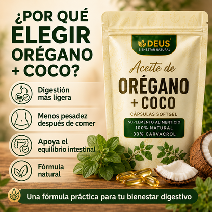 Aceite de Orégano + Coco – Apoya la Digestión y el Equilibrio Intestinal
