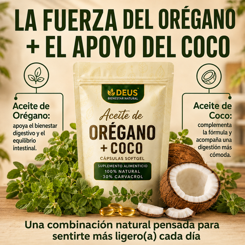 Aceite de Orégano + Coco – Apoya la Digestión y el Equilibrio Intestinal