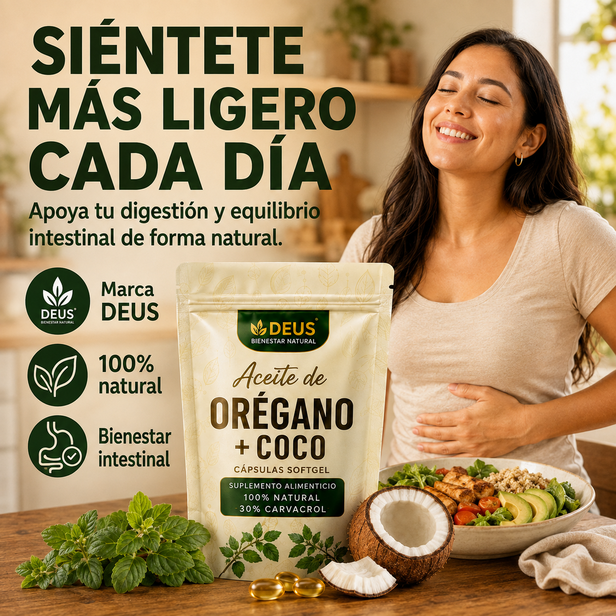 Aceite de Orégano + Coco – Apoya la Digestión y el Equilibrio Intestinal