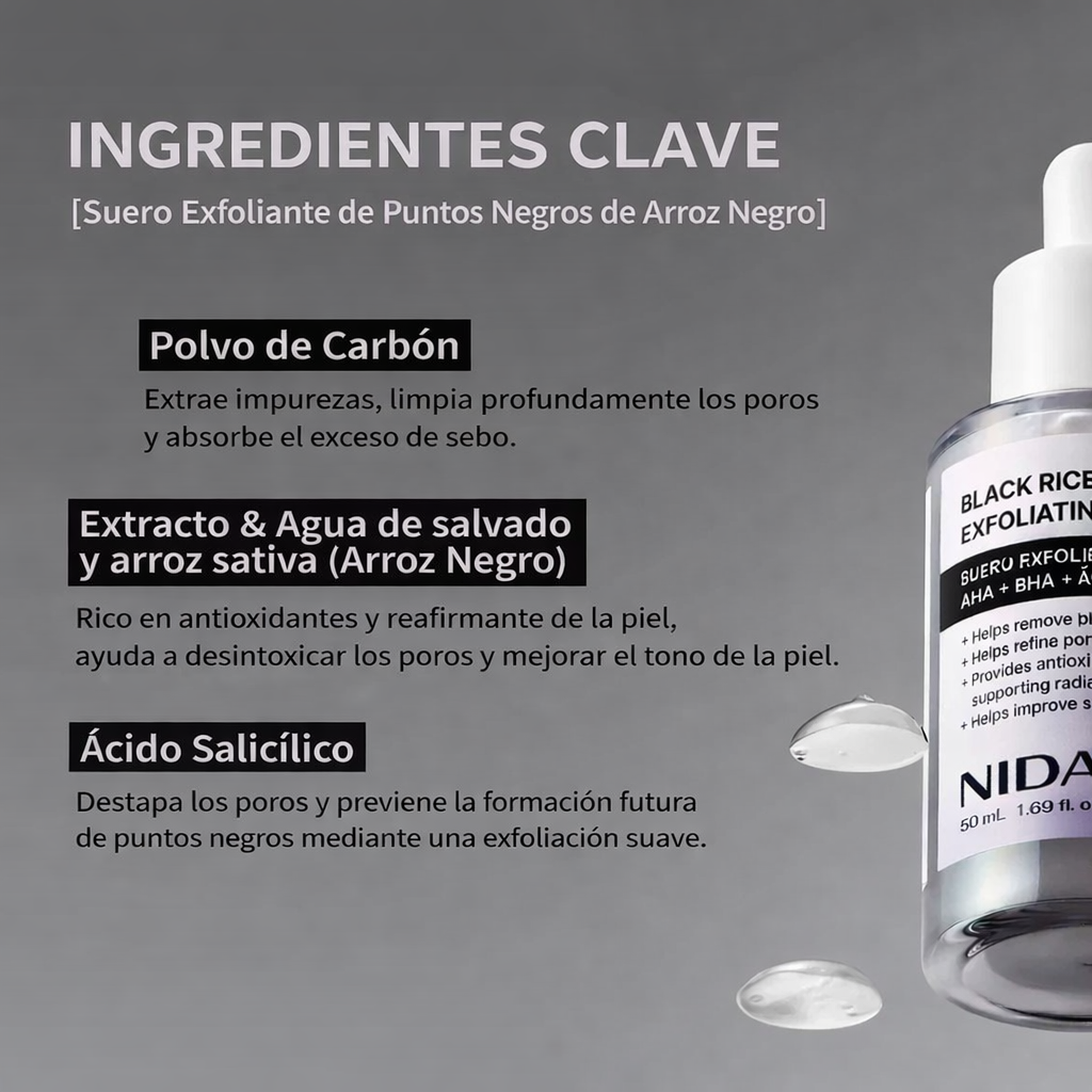 Paquete dúo de sueros exfoliantes blancos y negros NIDA