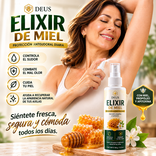 DEUS ELIXIR DE MIEL | Controla el sudor, combate el mal olor y cuida tu piel.