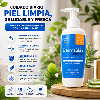 DermaSkin Gel de Limpieza – Controla la Grasa y Ayuda a Prevenir el Acné
