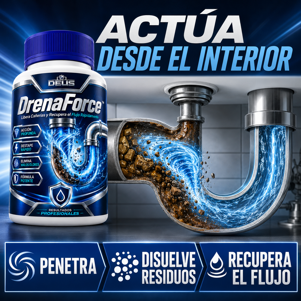 DrenaForce™ – Libera Cañerías y Recupera el Flujo Rápidamente