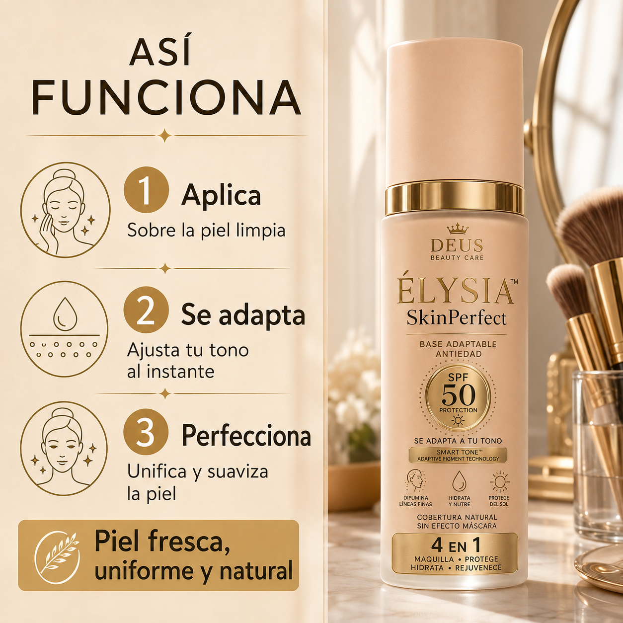 ÉLYSIA™ SkinPerfect – Base Inteligente Antiedad SPF 50