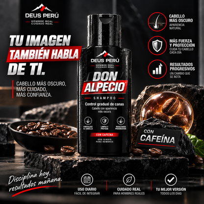 DEUS DON ALPECIO — Shampoo masculino para control gradual de la apariencia de las canas