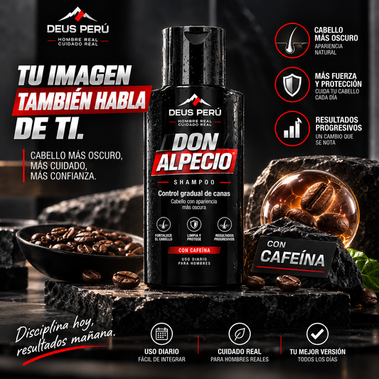 DEUS DON ALPECIO — Shampoo masculino para control gradual de la apariencia de las canas