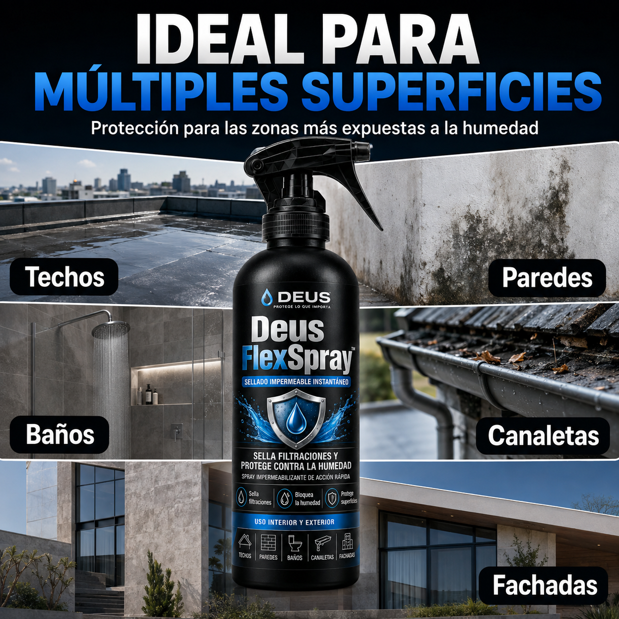 Deus FlexSpray™ – Sellado Impermeable Instantáneo