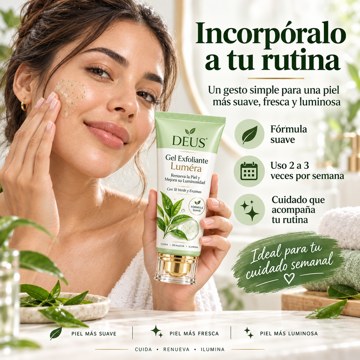 DEUS LUMÉRA | Gel Exfoliante Enzimático Renovador Té Verde + Enzimas