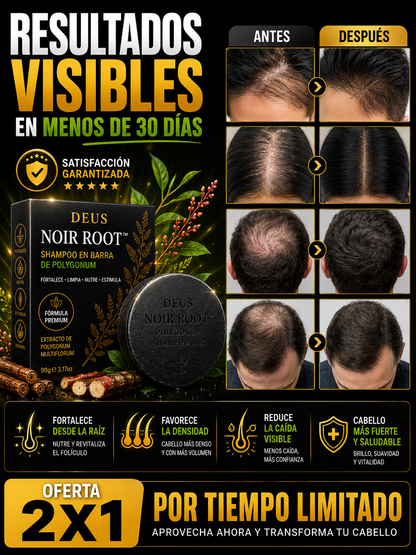 DEUS NOIR ROOT™ – Shampoo Sólido Anticaída con Polygonum Original 2 por 1