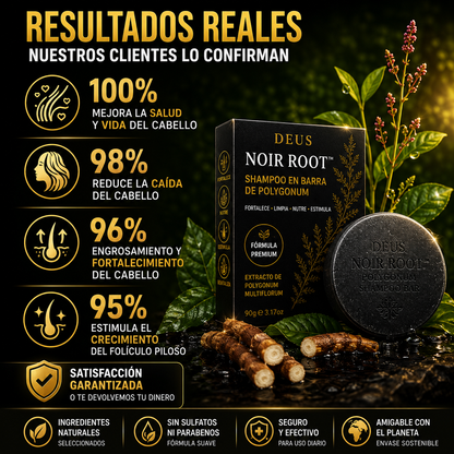 DEUS NOIR ROOT™ – Shampoo Sólido Anticaída con Polygonum Original 2 por 1