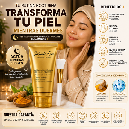 Mascarilla Coreana Nocturna de Cúrcuma y Ácido Kójico – Ayuda a Reducir Manchas y Unificar el Tono de la Piel