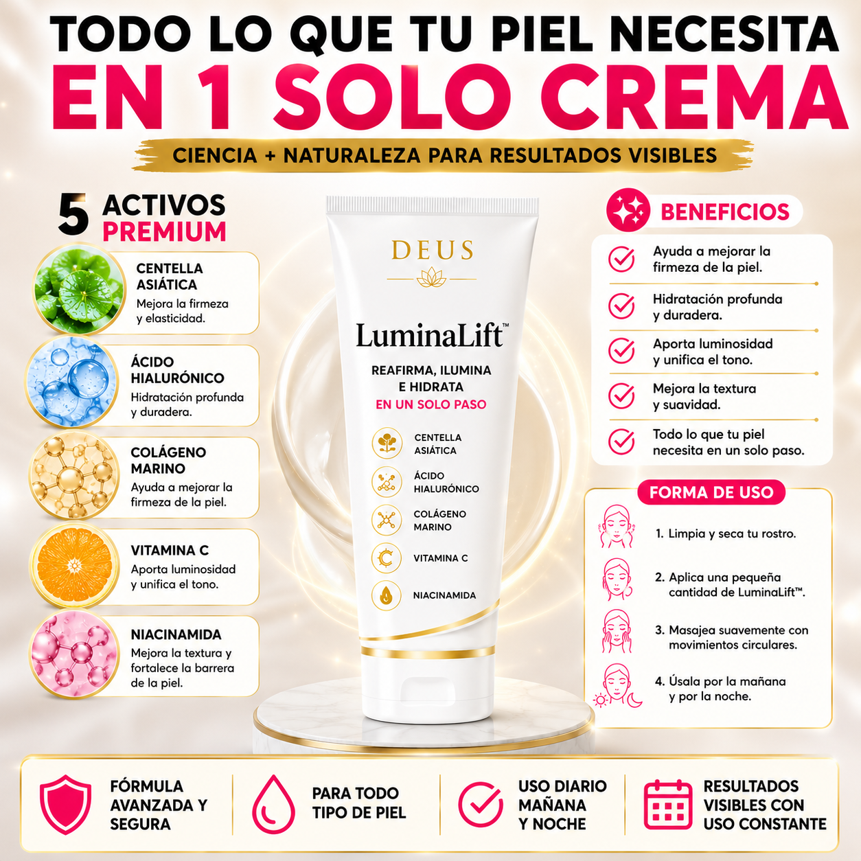 DEUS LuminaLift™ -  REAFIRMA, ILUMINA E HIDRATA EN UN SOLO PASO