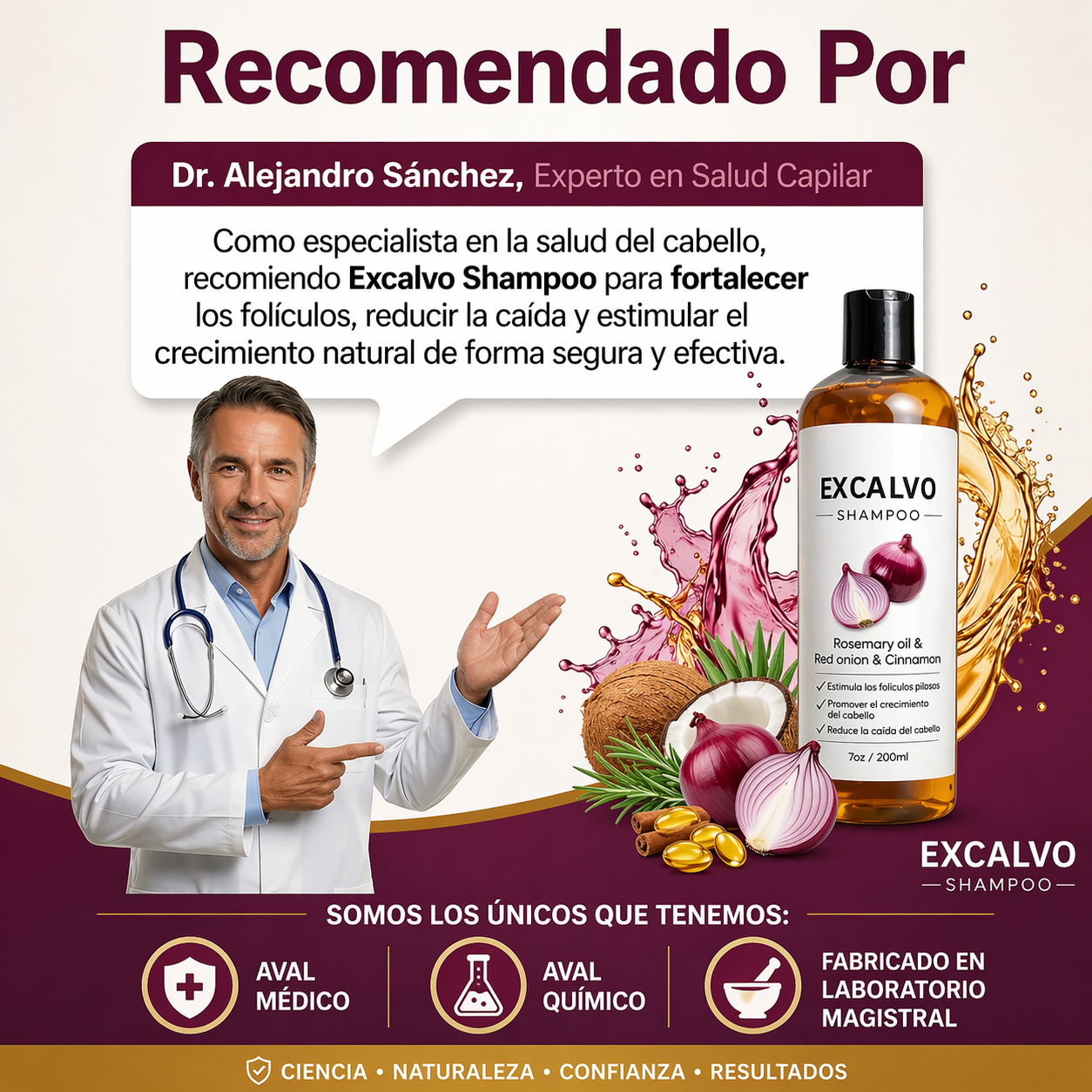 Shampoo Excalvo - Reduce la Pérdida y Estimula el Crecimiento (Tik Tok)