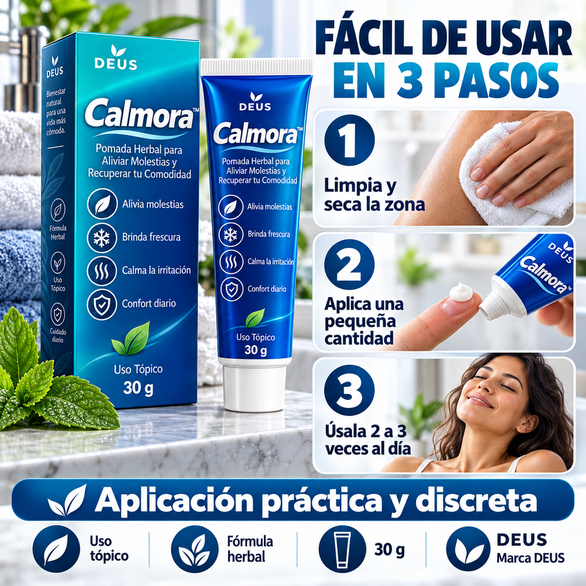 Calmora™ – Pomada Herbal para Aliviar Molestias y Recuperar tu Comodidad