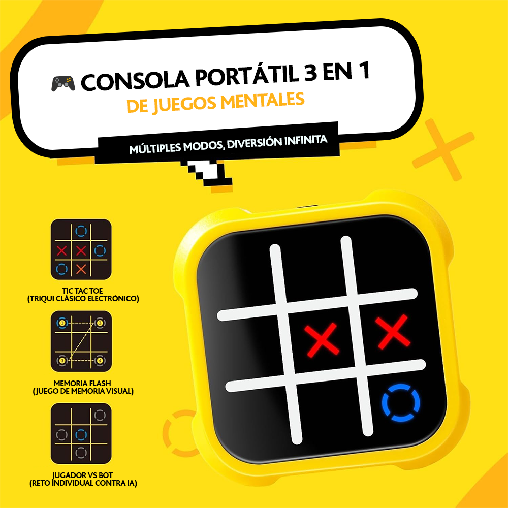 Juego triqui electrónico 3 en 1 Tic Tac Toe puzzle mesa